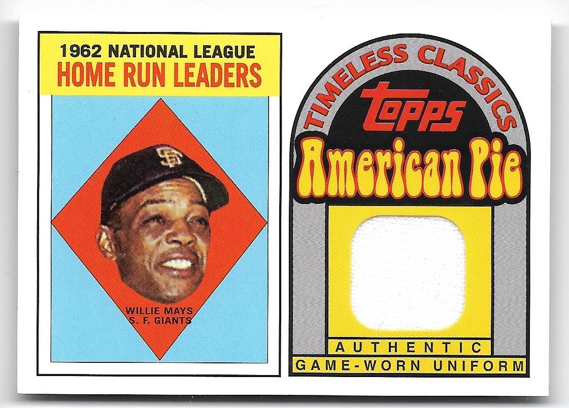 Sold at Auction: Pair of Willie Mays Relic Game Worn Jersey Baseball Cards.  2001 Topps American Pie Timeless Classics and 2004 All-Time Fan Favorites