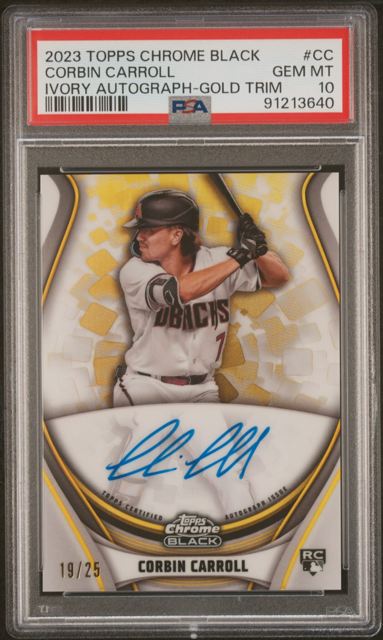 2023 Topps Chrome Black Ivory Autographs Gold Trim WCA-CC Corbin Carroll  Rookie Auto 1925 PSA 10 – DJs Sportscards