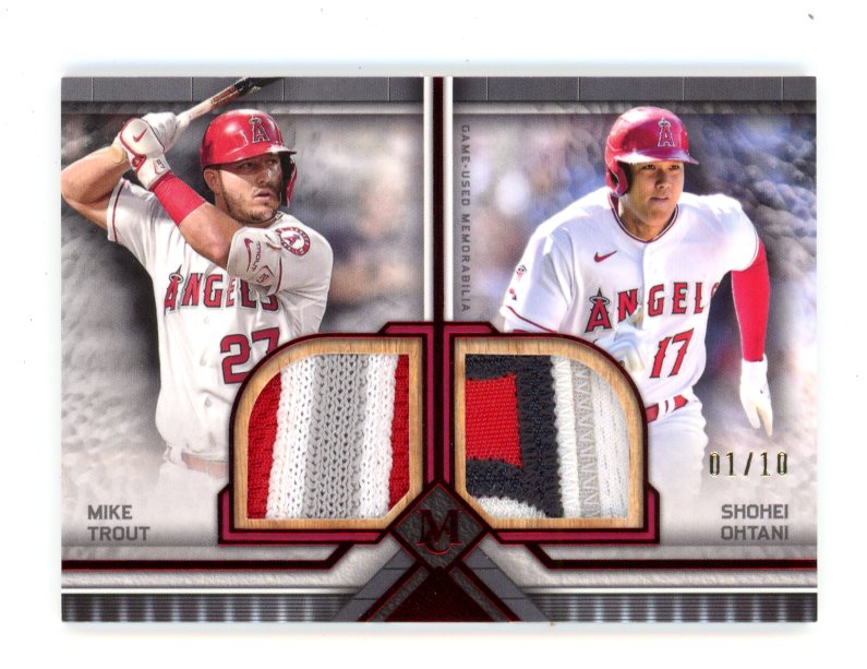2023 Topps Museum Collection Dual Meaningful Material Relics Ruby #DMMRTO  Mike Trout/Shohei Ohtani #1/10