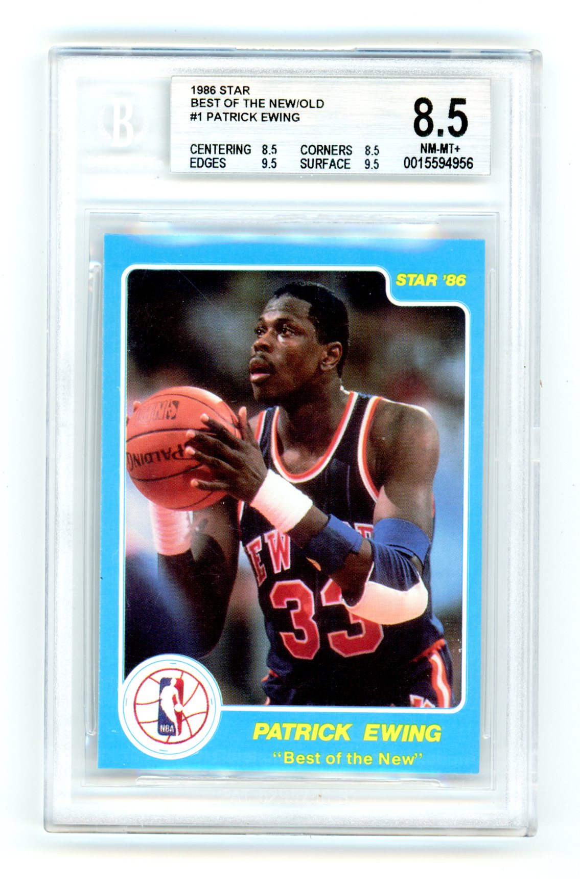 1986 Star Best of the New/Old #1 Patrick Ewing BGS 8.5 NM-MT+